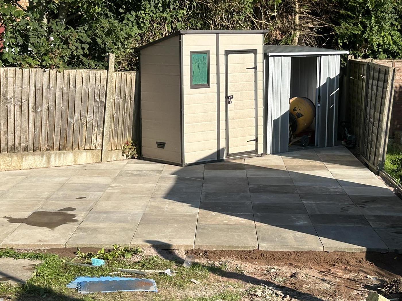 paving stone area for sheds